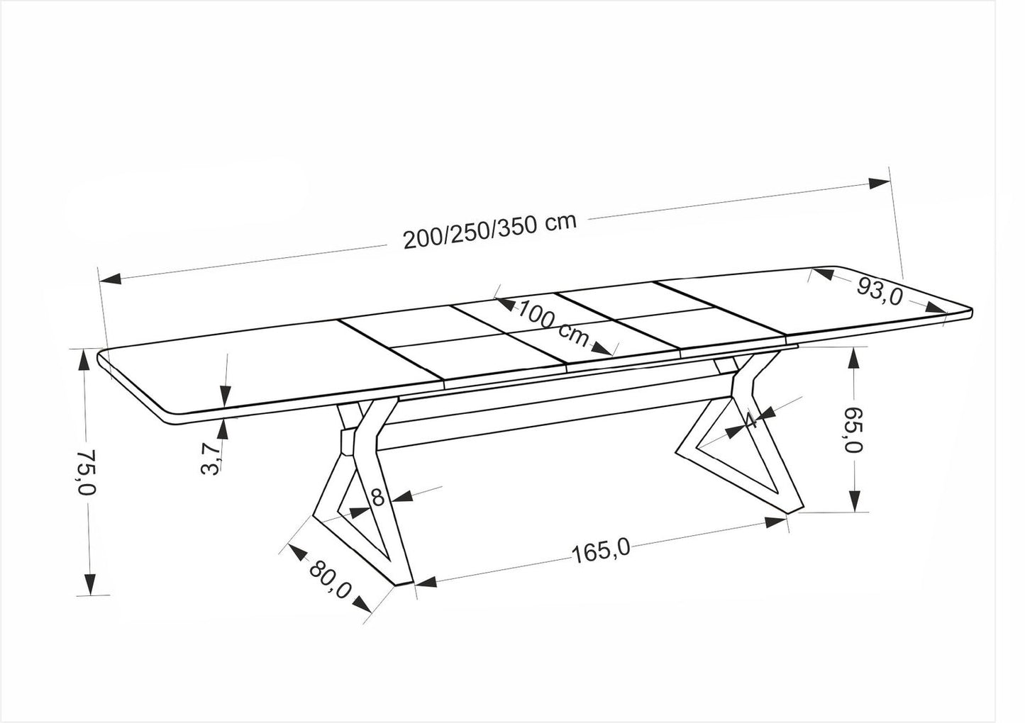 Galds Baros 200/100/75 cm rieksts/melns - N1 Home