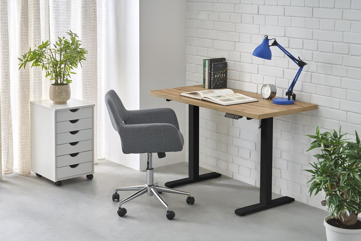 Biroja galds Juras 120/60/75-120 cm artizan ozols/melns - N1 Home