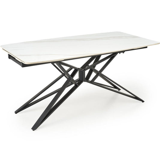 Galds Alfer 160-240/91/76 cm balts marmors/melns - N1 Home