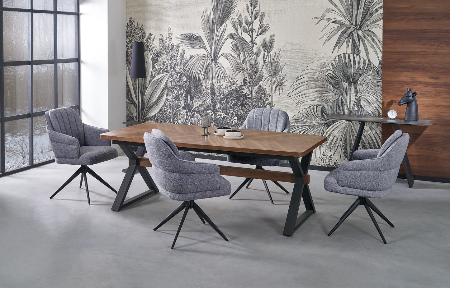 Galds Baros 200/100/75 cm rieksts/melns - N1 Home