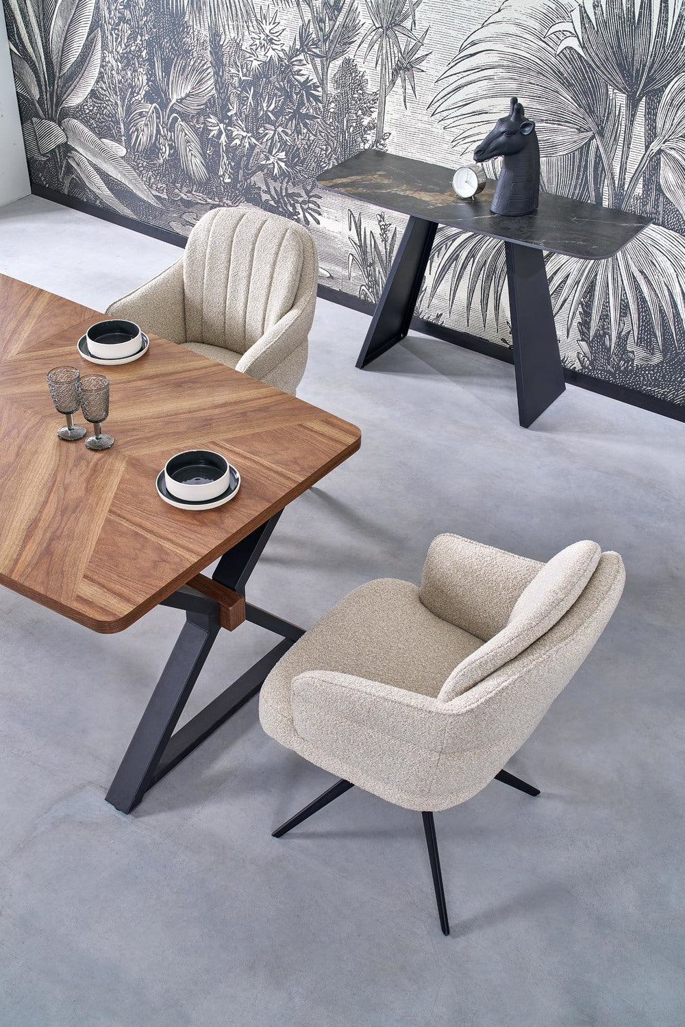 Galds Baros 200/100/75 cm rieksts/melns - N1 Home