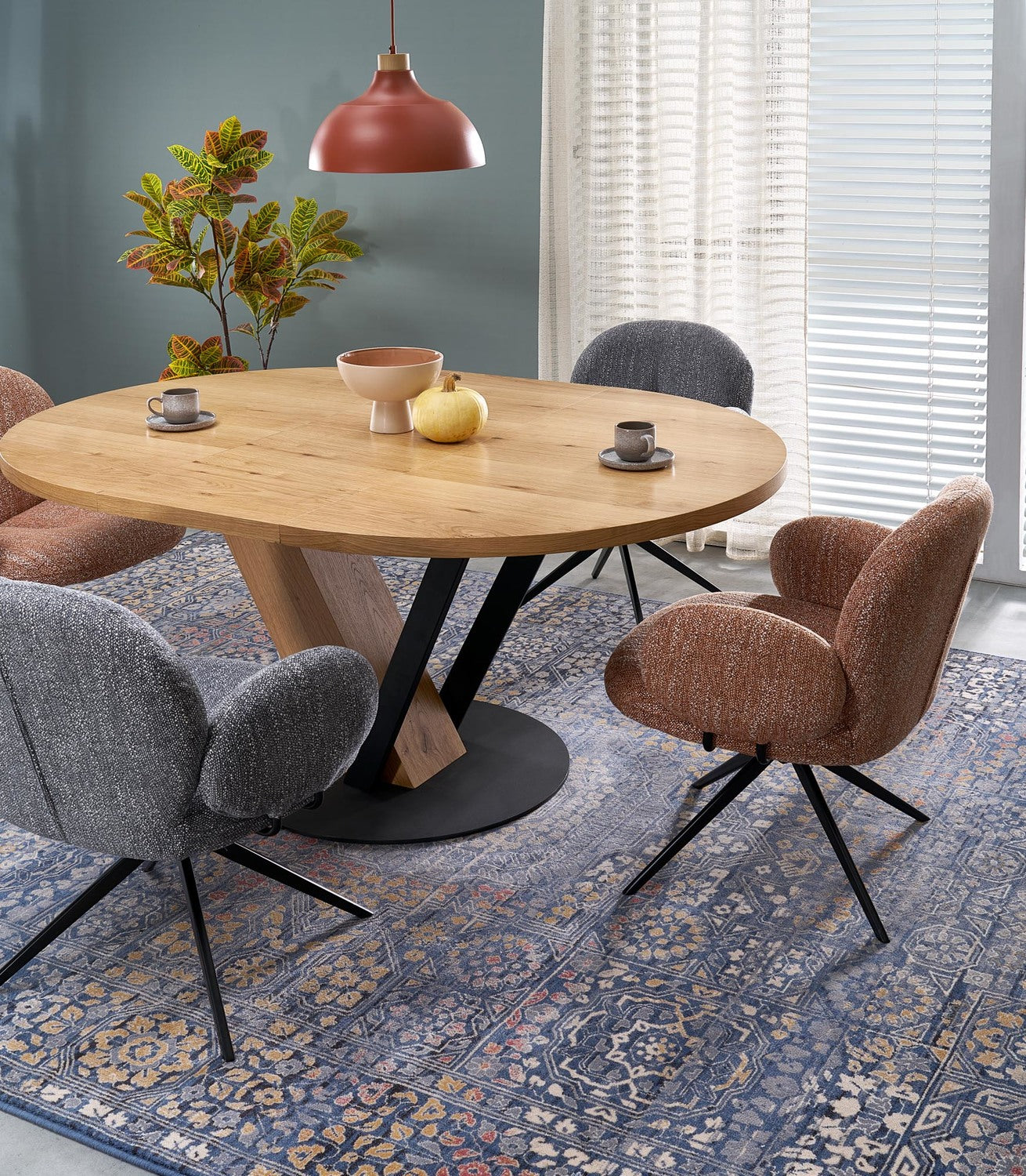 Galds Fani 120/120/78 cm dabīgs/melns - N1 Home