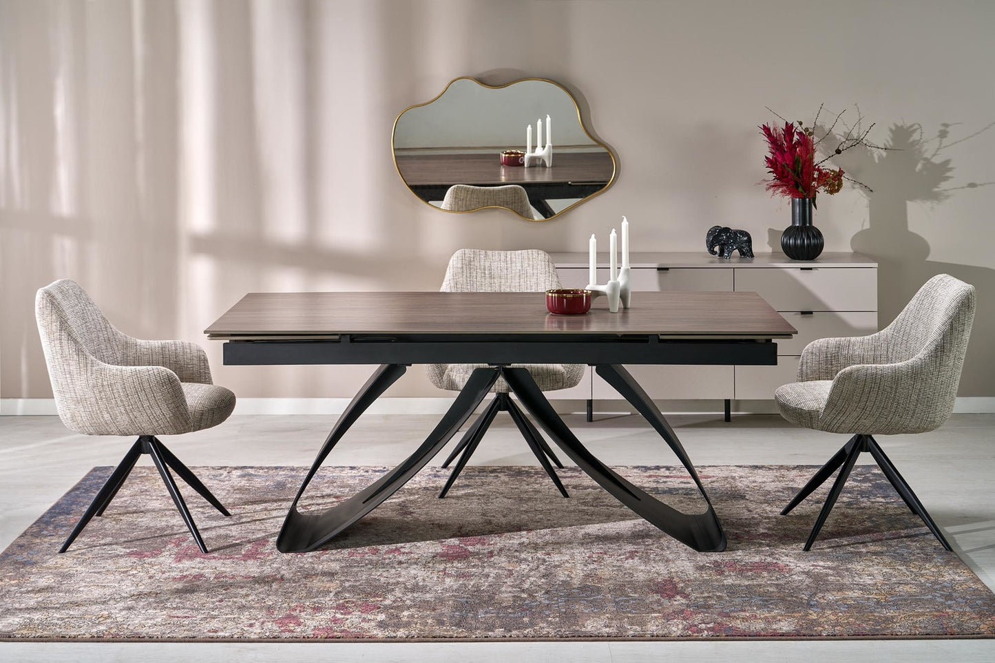 Galds Hila 180-260/90/75/125 cm rieksts/melns - N1 Home