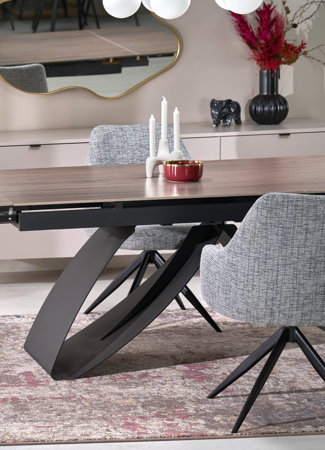 Galds Hila 180-260/90/75/125 cm rieksts/melns - N1 Home