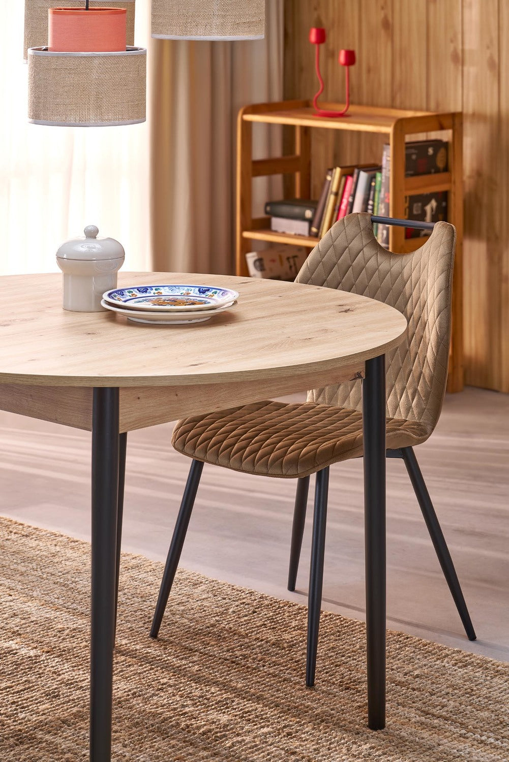 Galds Pivols 102/102/75 cm amatnieciskais ozols/melns - N1 Home