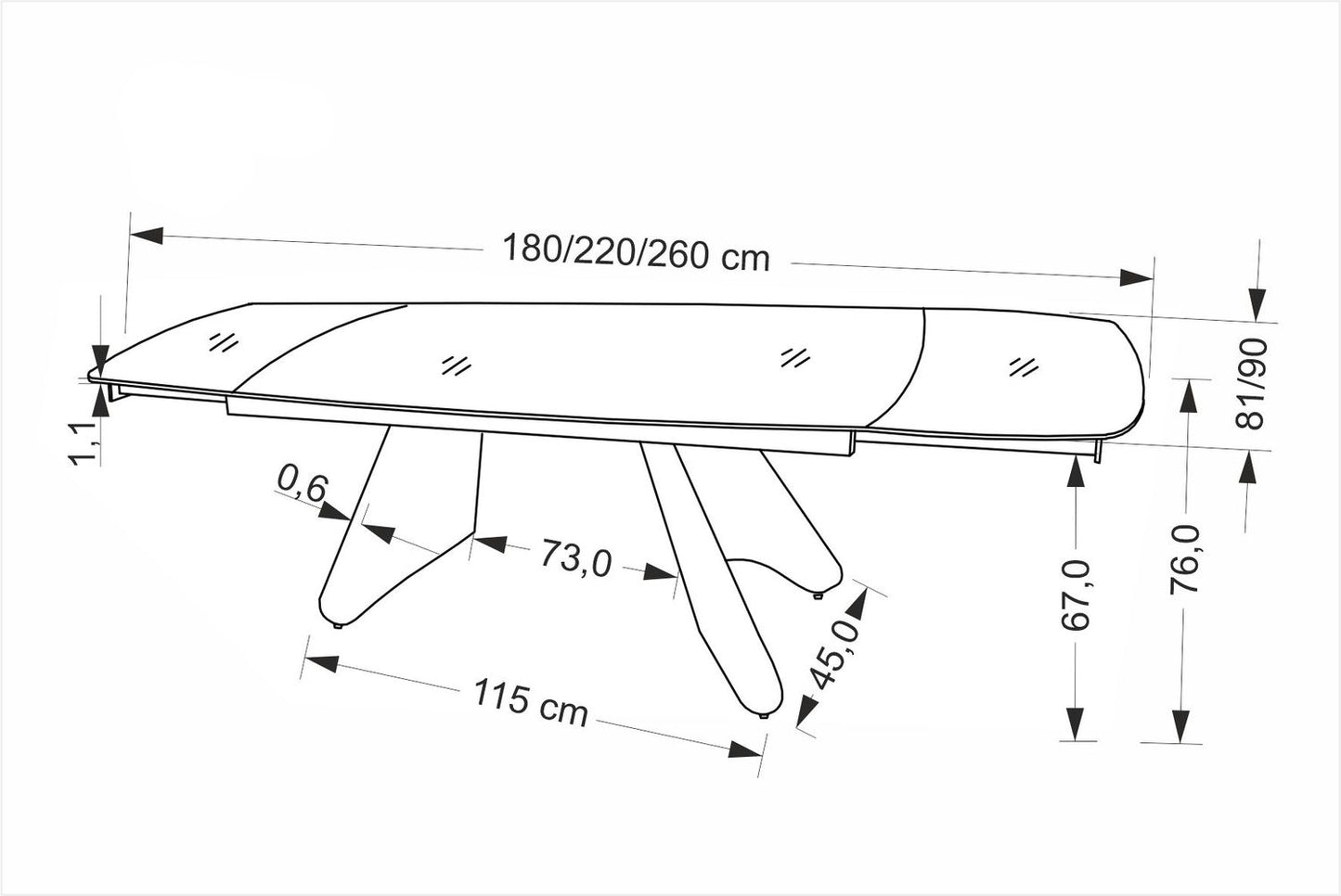 Galds Salih 180/90/76 cm travertīns/kašmirs - N1 Home