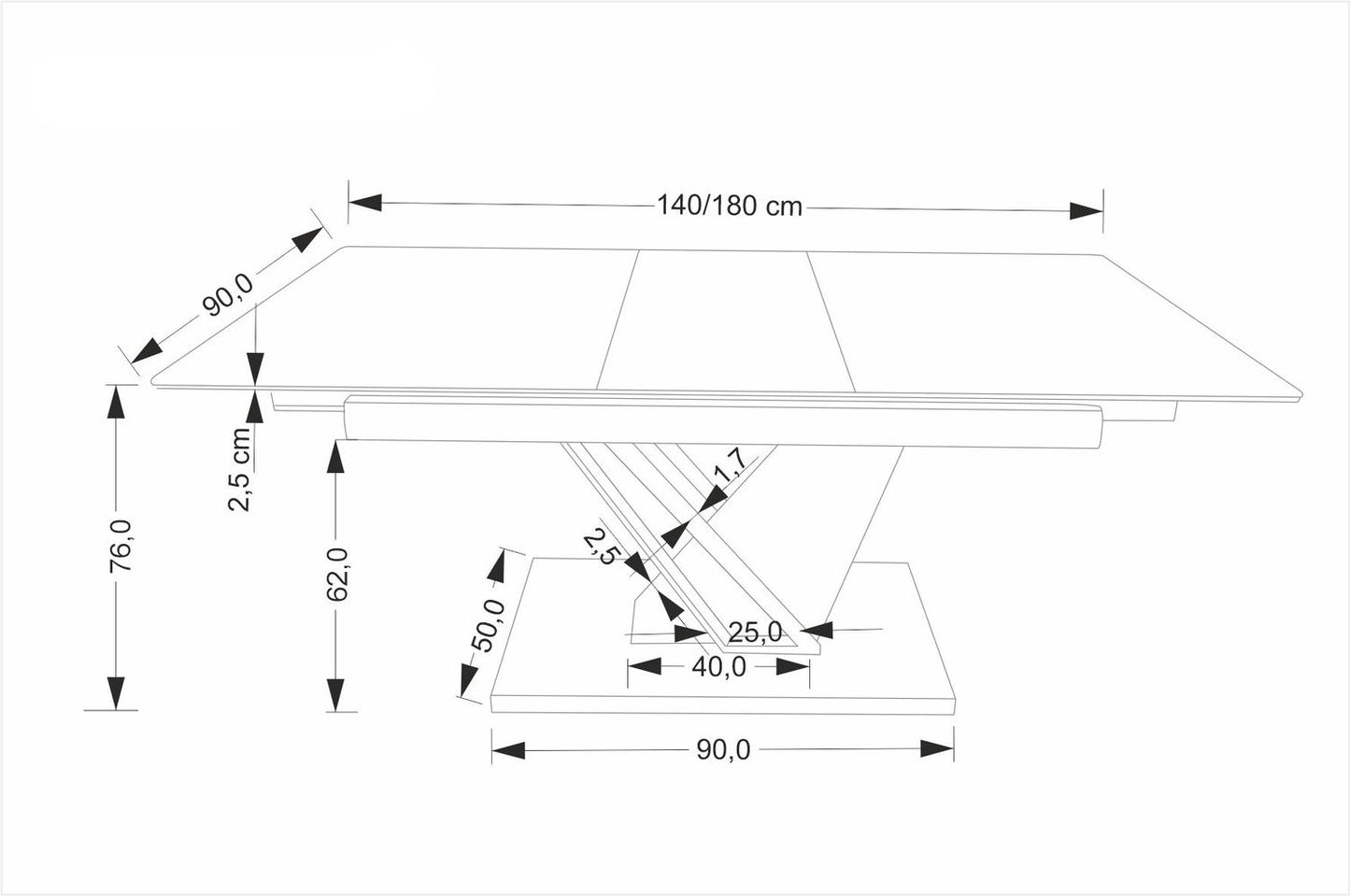 Galds Volans 140/90/67 cm melns marmors/ozols