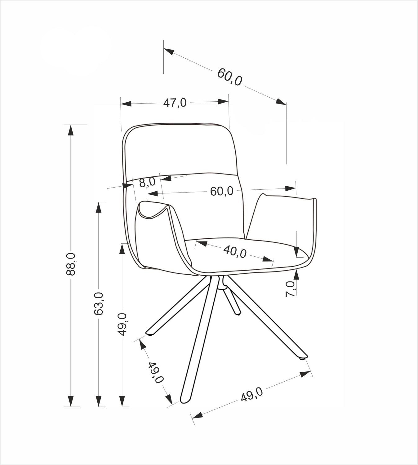Krēsls Kohto 60/60/88/49 cm pelēks - N1 Home
