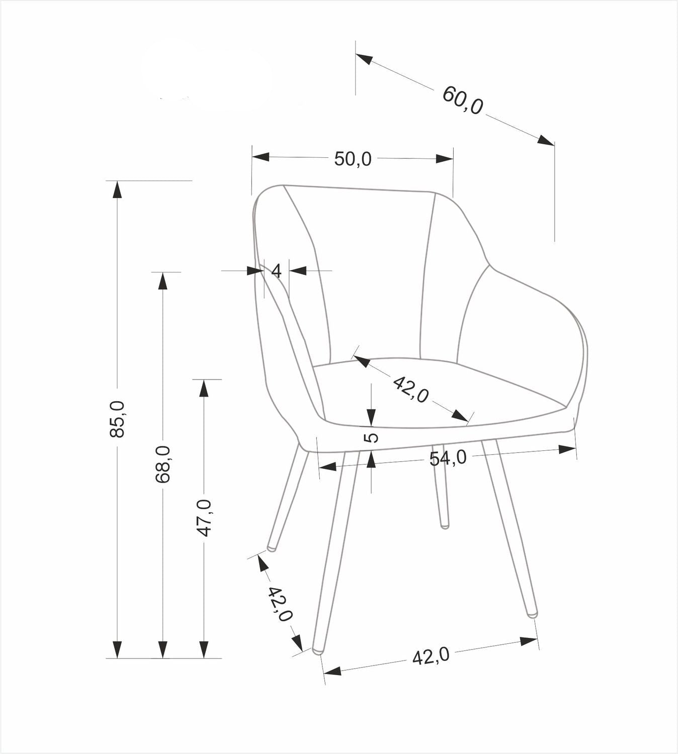 Krēsls Lotur 54/60/85/47 cm olīves - N1 Home