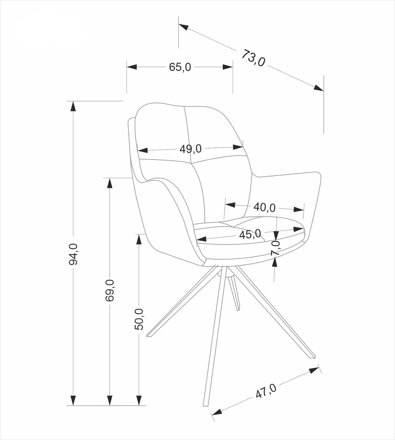 Krēsls Nuovo 65/73/94/50 cm brūns - N1 Home