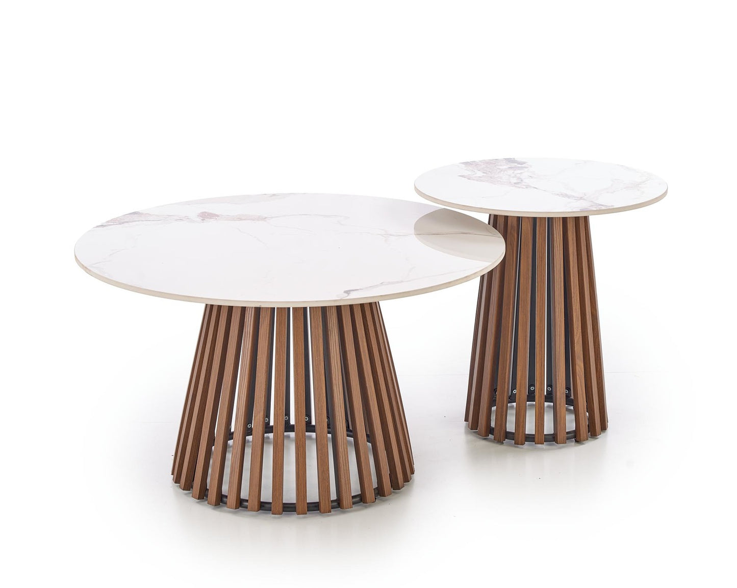 Kafijas galds Karin 50/51;  80/46 cm valrieksts/bēšs marmors - N1 Home