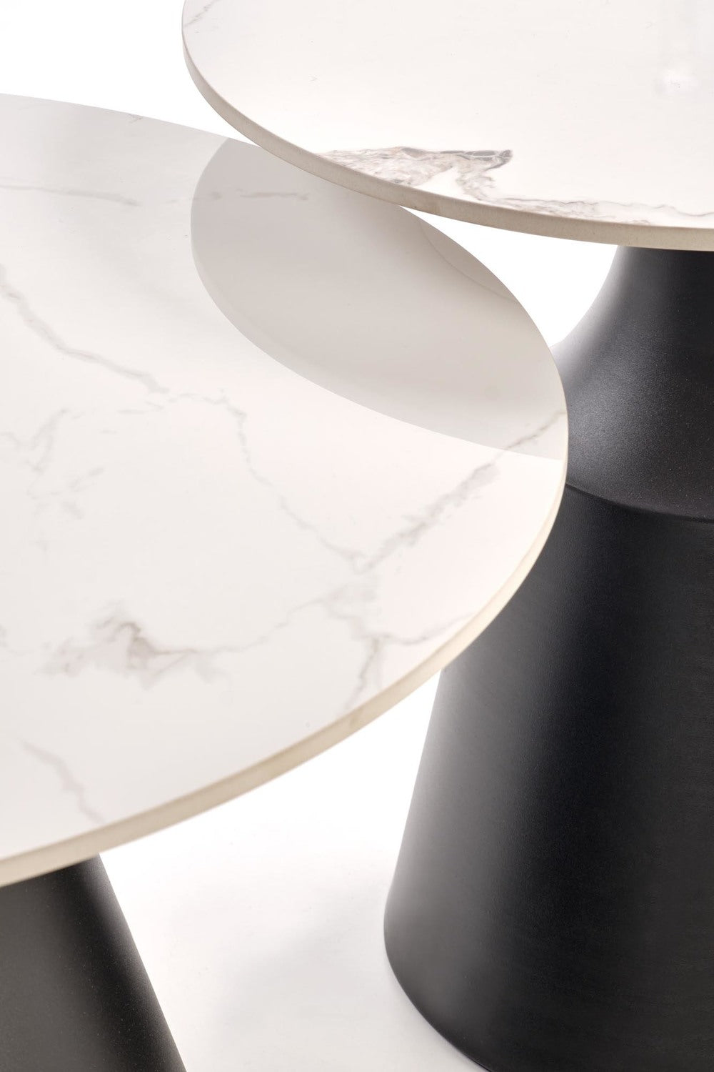 Kafijas galds(2) Magis 70/43 un 50/48 cm balts marmors/melns - N1 Home