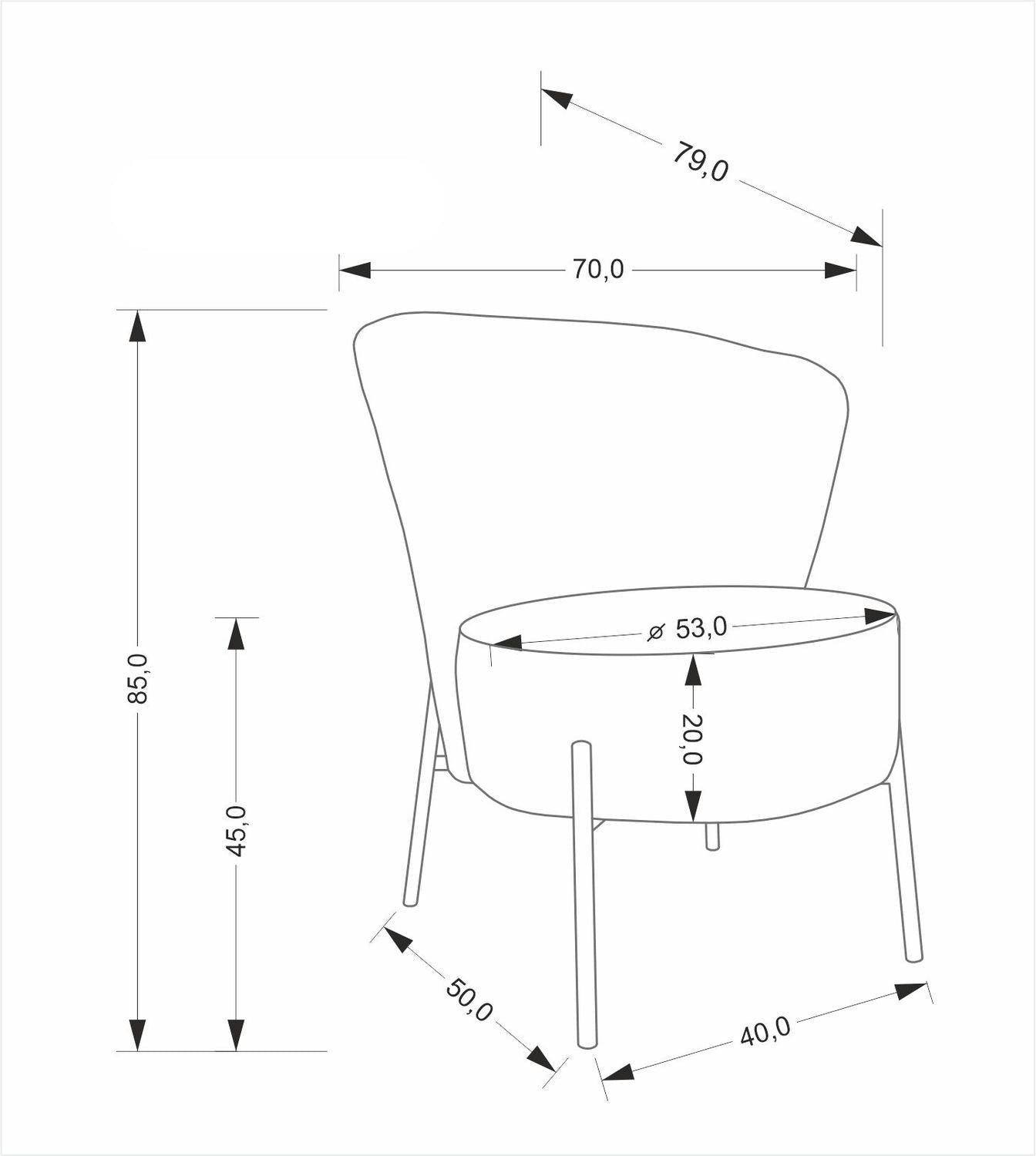 Krēsls Cersir 70/79/85/45 cm pelēks