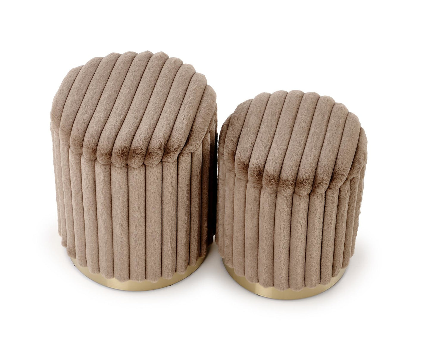 Pufs Fids (2) 36/44 un 31/38 cm kapučīno/zelts - N1 Home