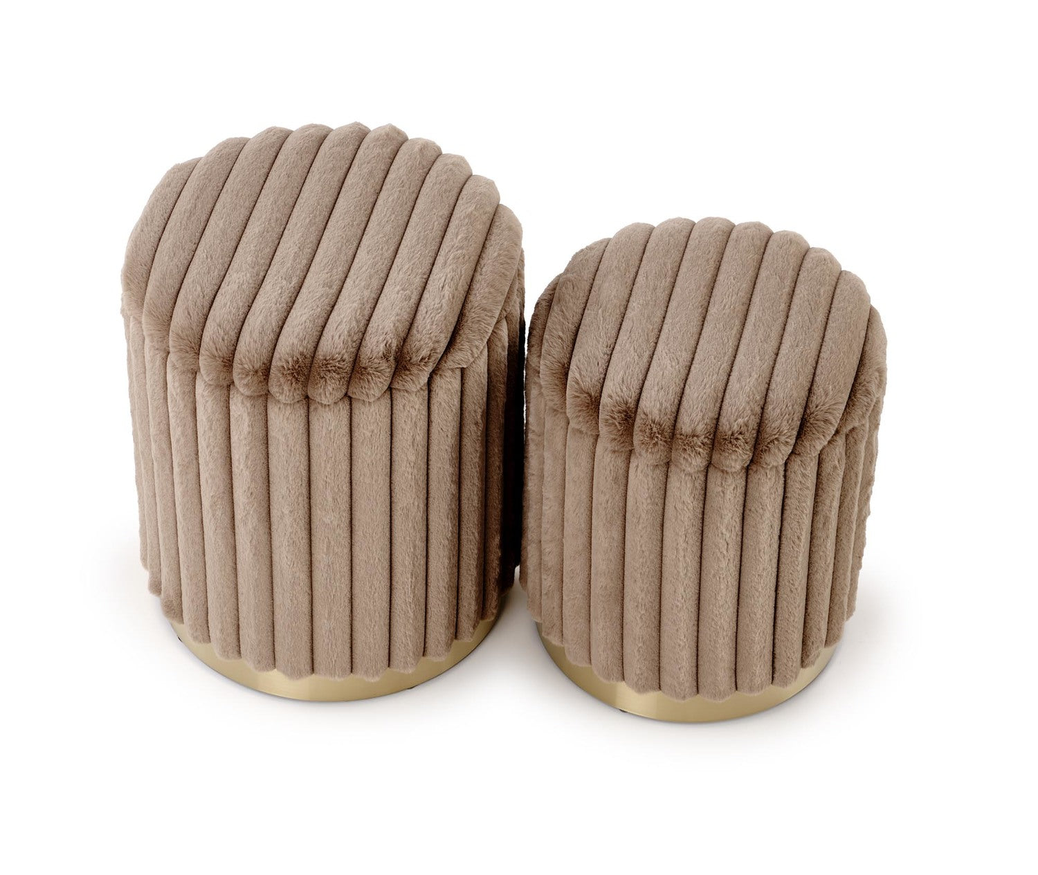 Pufs Fids (2) 36/44 un 31/38 cm kapučīno/zelts - N1 Home