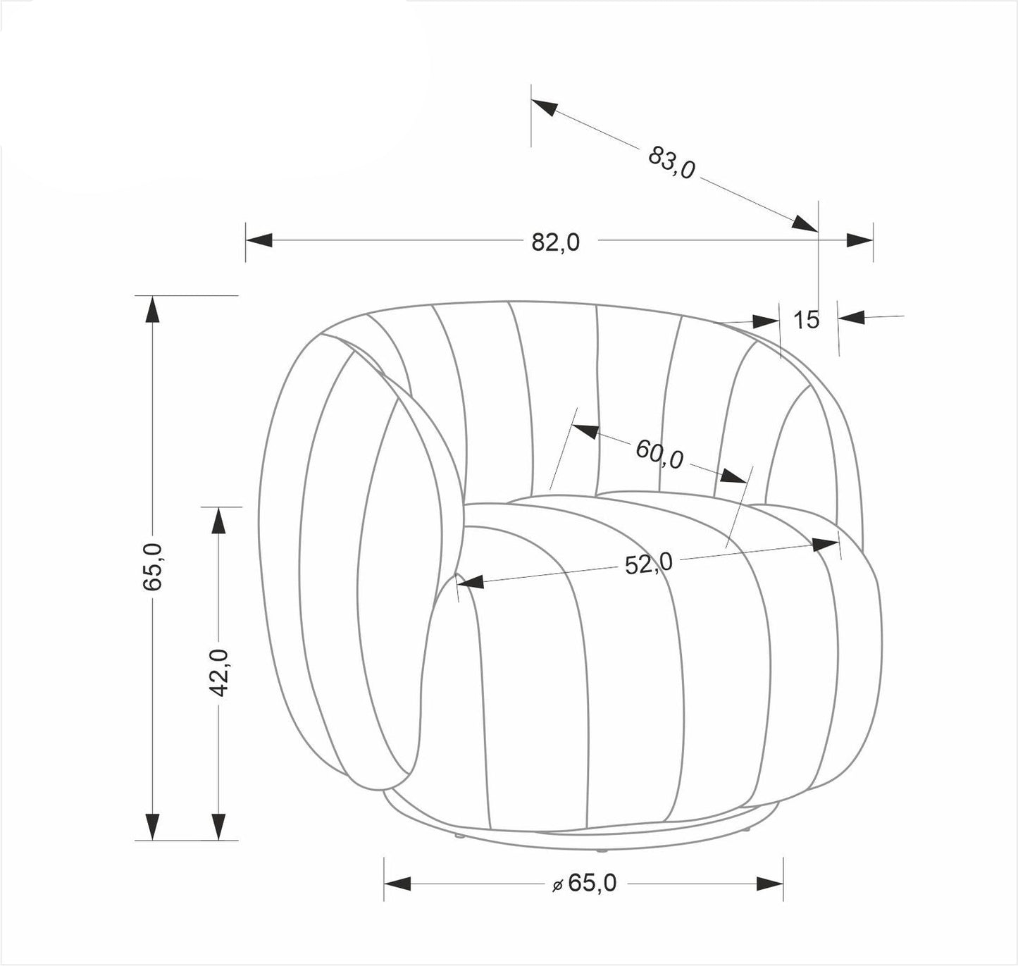Krēsls Frasija 82/83/65/42 cm krēms