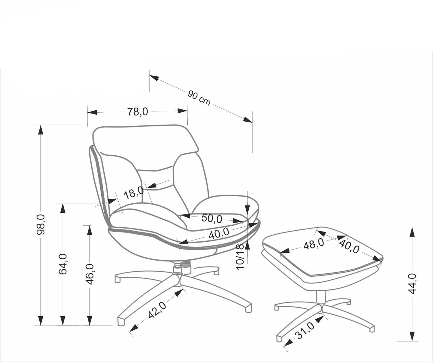 Krēsls Krons 78/90/98/46 cm bēšs - N1 Home