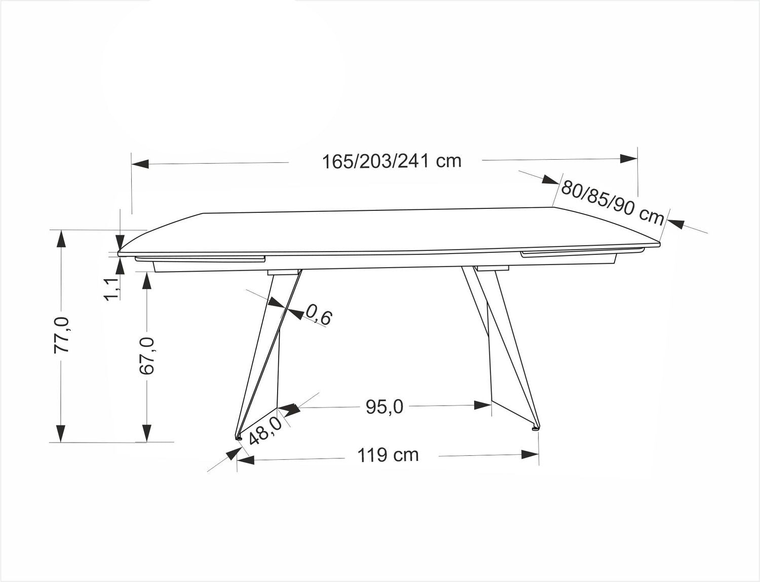 Galds Armo 165-241/90/77 cm melns marmors/melns - N1 Home