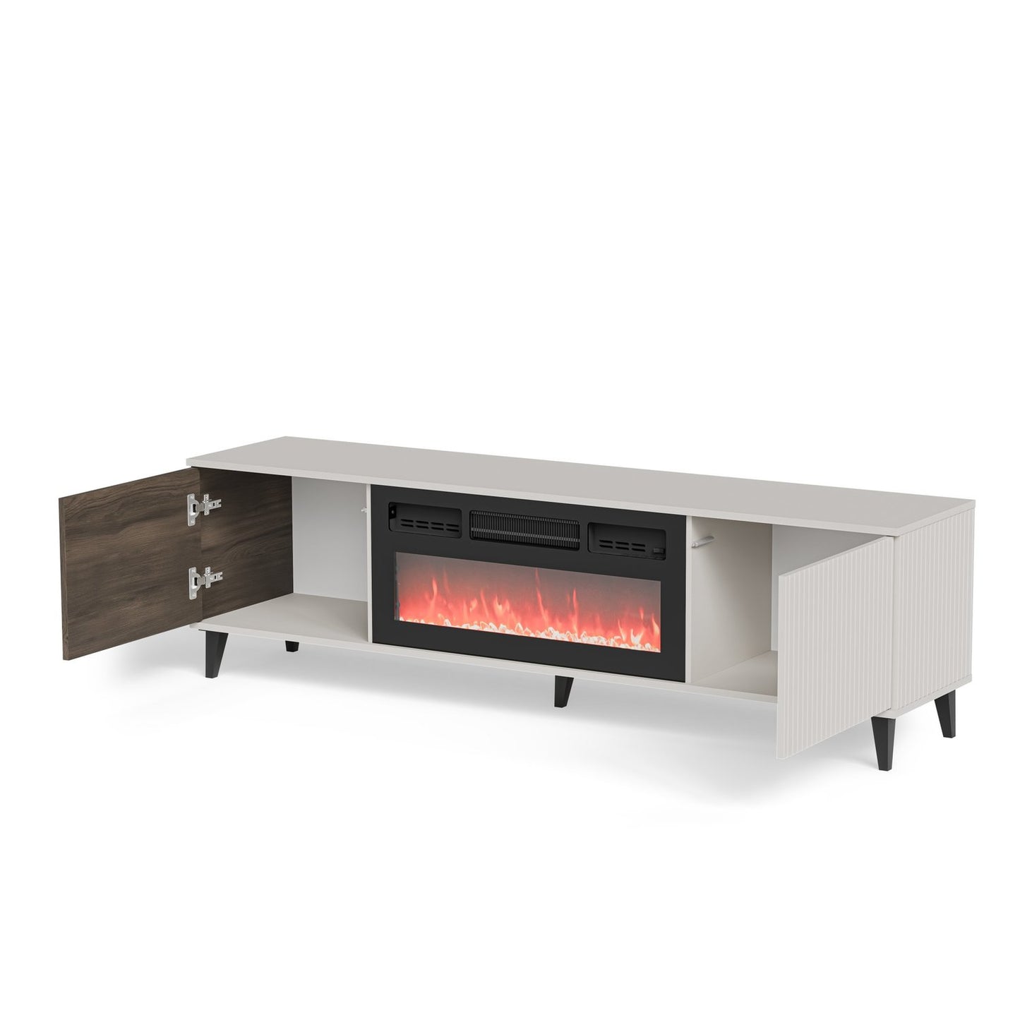 TV galdiņš ar kamīnu Berlin 180/40/52 cm kašmirs/valrieksts - N1 Home