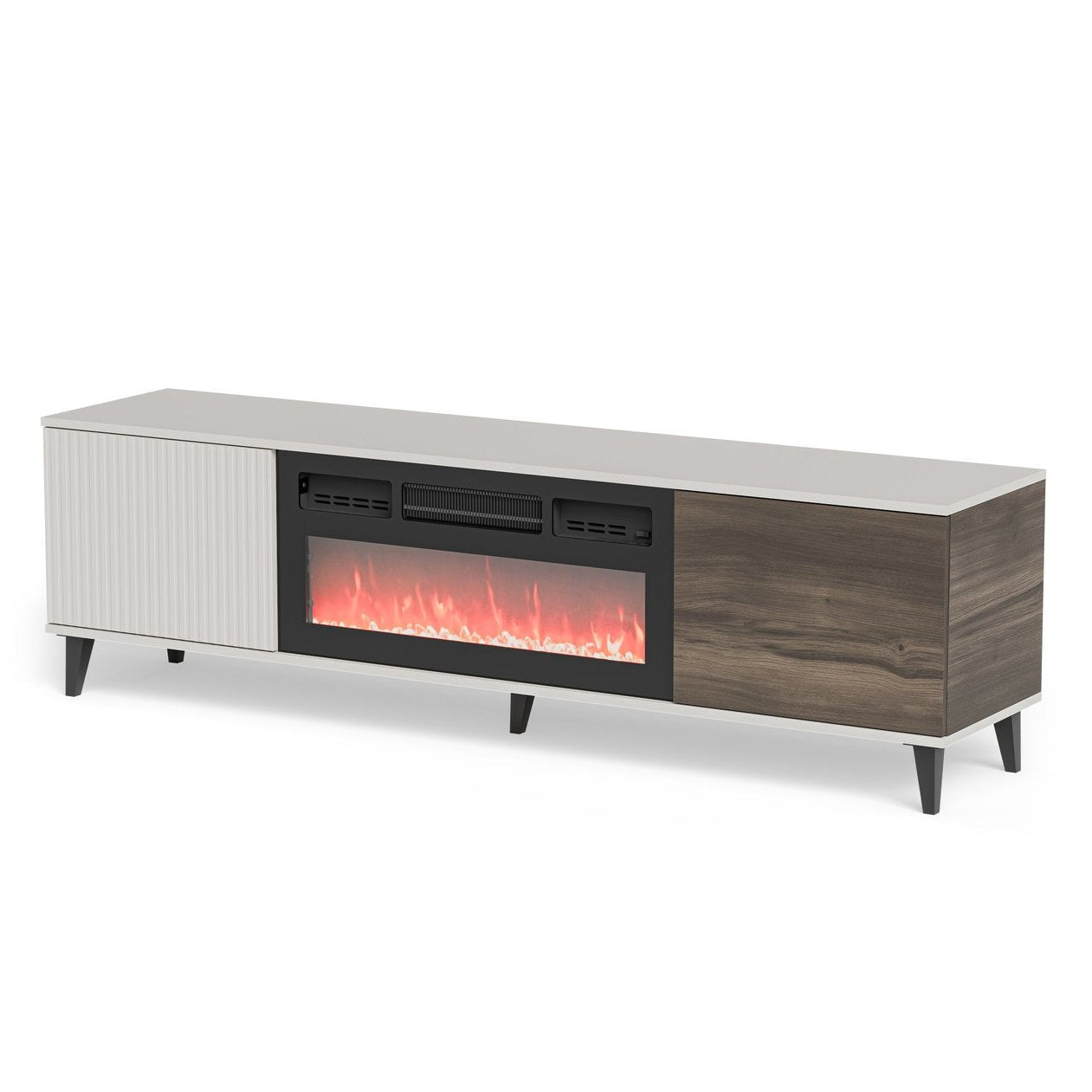 TV galdiņš ar kamīnu Berlin 180/40/52 cm kašmirs/valrieksts - N1 Home