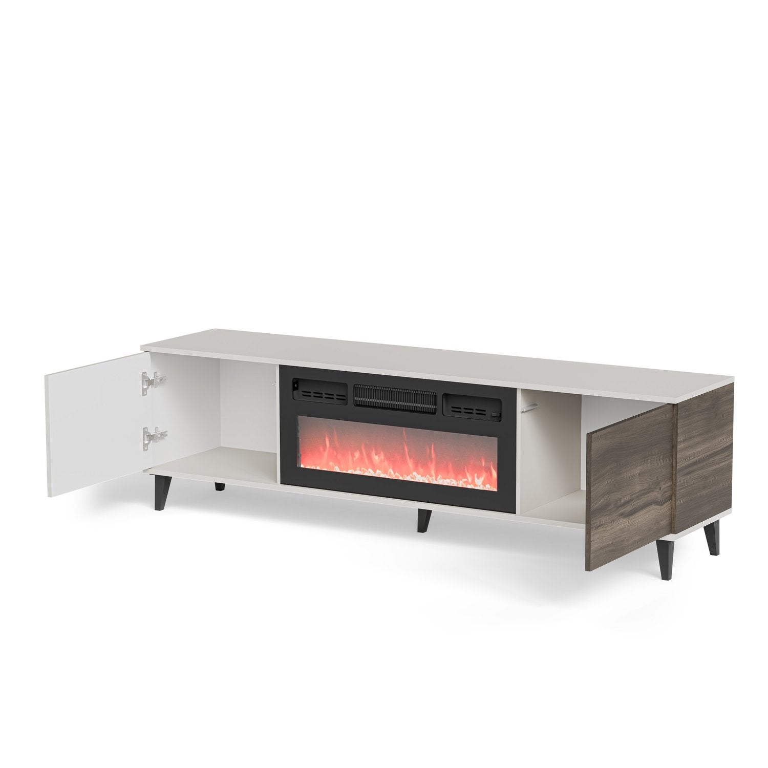 TV galdiņš ar kamīnu Berlin 180/40/52 cm kašmirs/valrieksts - N1 Home