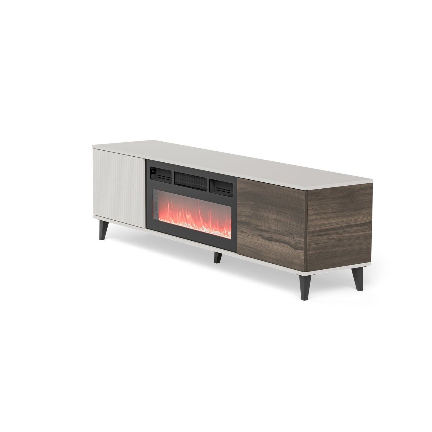 TV galdiņš ar kamīnu Berlin 180/40/52 cm kašmirs/valrieksts - N1 Home