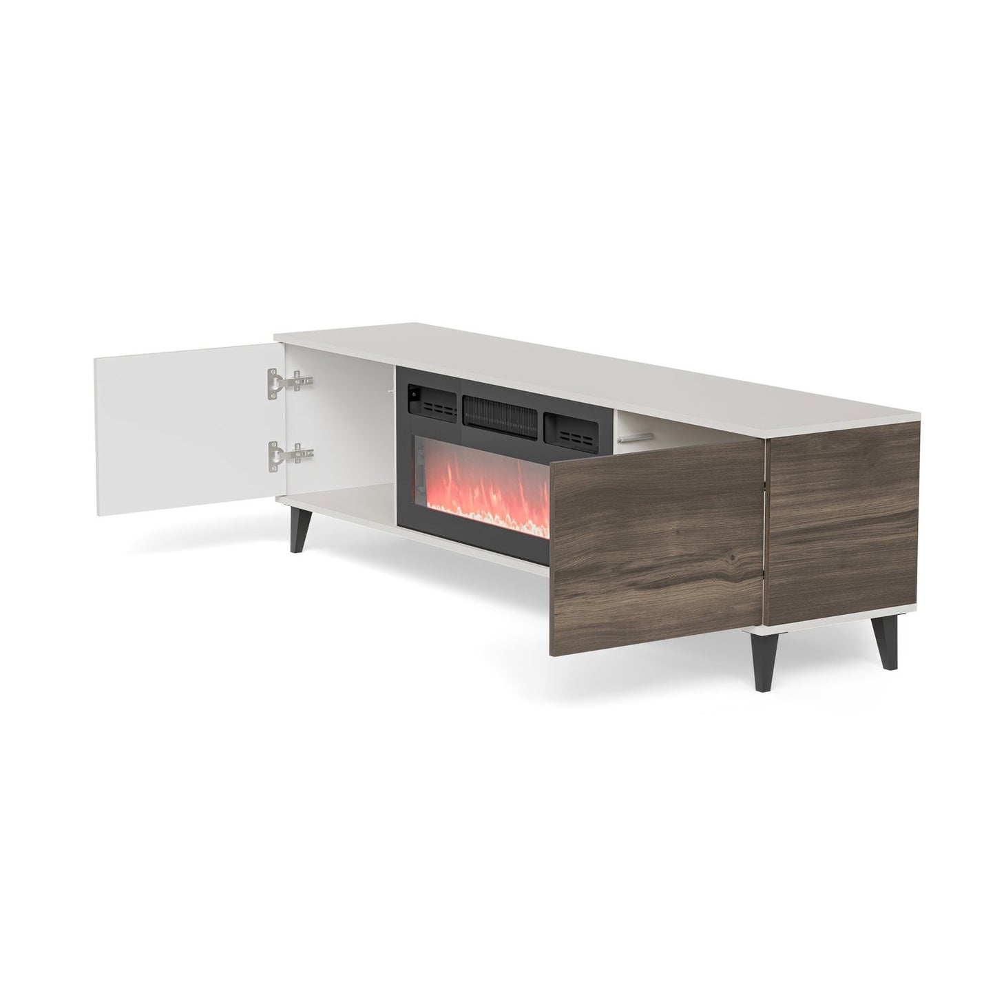 TV galdiņš ar kamīnu Berlin 180/40/52 cm kašmirs/valrieksts - N1 Home