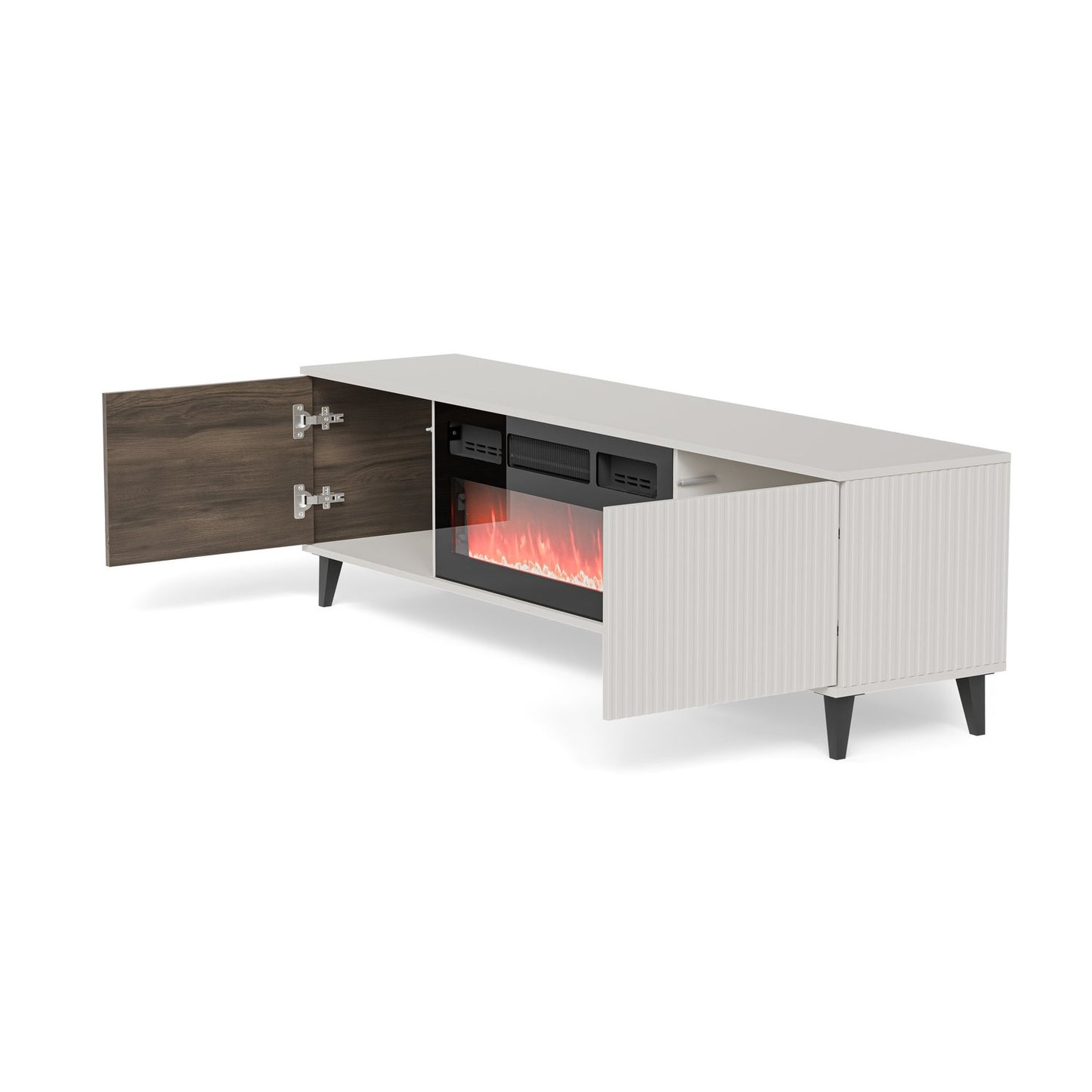TV galdiņš ar kamīnu Berlin 180/40/52 cm kašmirs/valrieksts - N1 Home