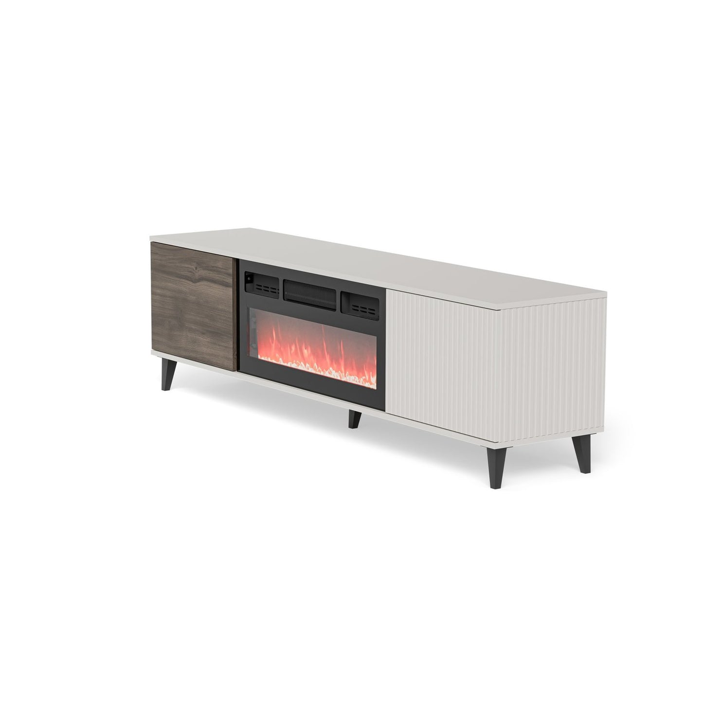 TV galdiņš ar kamīnu Berlin 180/40/52 cm kašmirs/valrieksts - N1 Home
