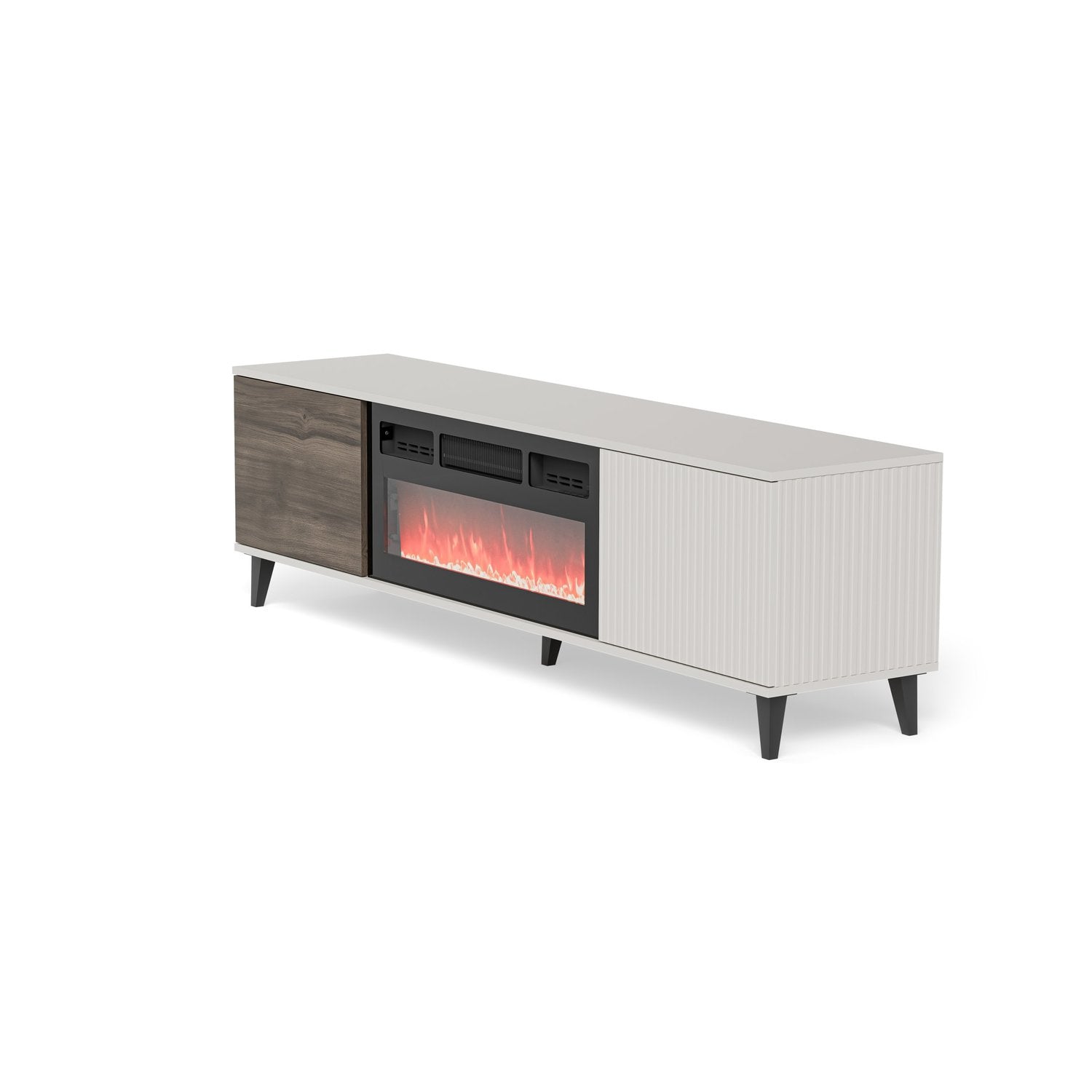 TV galdiņš ar kamīnu Berlin 180/40/52 cm kašmirs/valrieksts - N1 Home