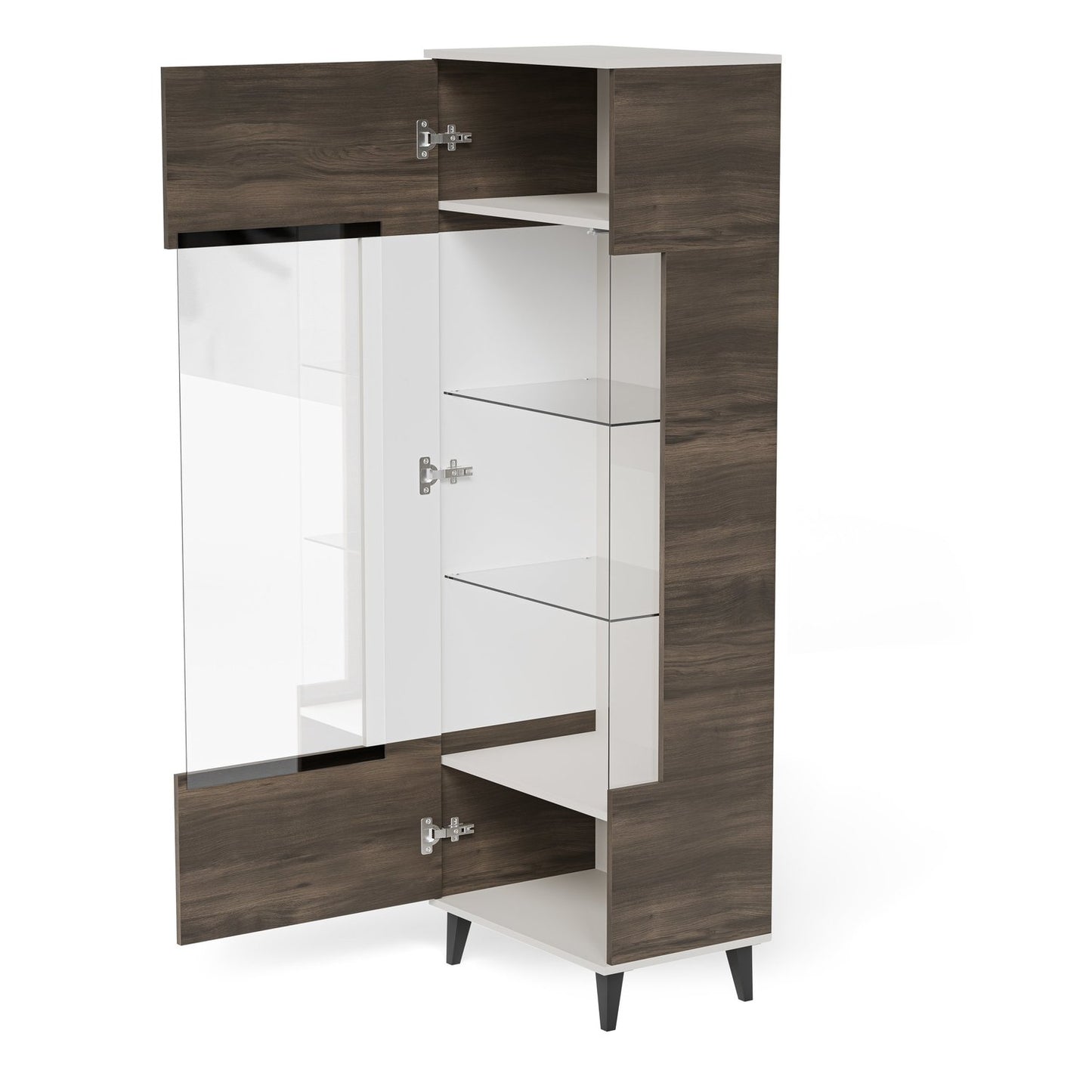 Vitrīnas skapis Berlin 60/40/182 cm kašmirs /valrieksts - N1 Home