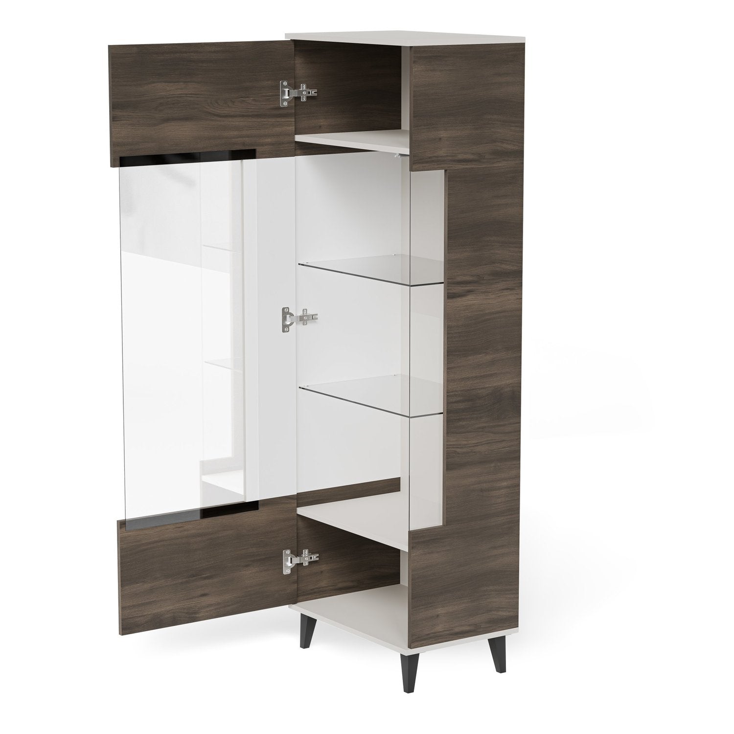 Vitrīnas skapis Berlin 60/40/182 cm kašmirs /valrieksts - N1 Home