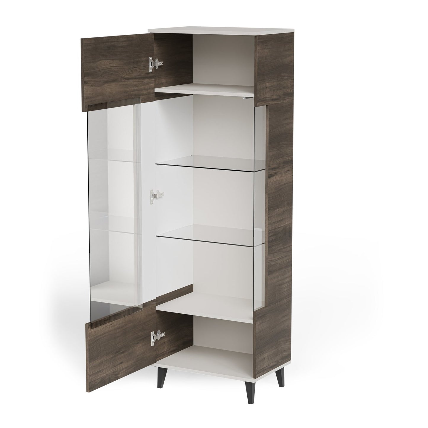 Vitrīnas skapis Berlin 60/40/182 cm kašmirs /valrieksts - N1 Home