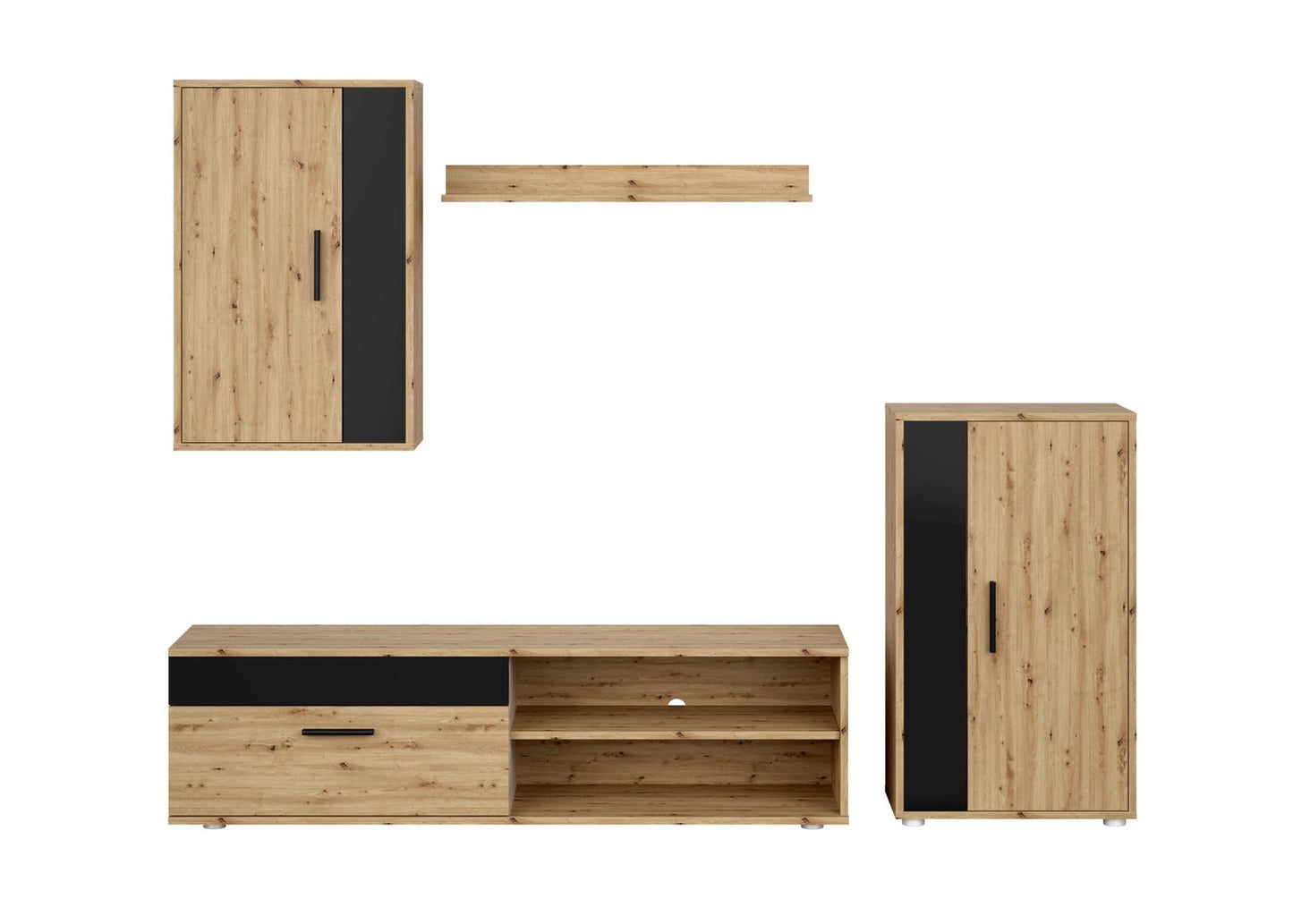 Mēbeļu komplekts Bensi 190 cm Artizan ozols/melns - N1 Home