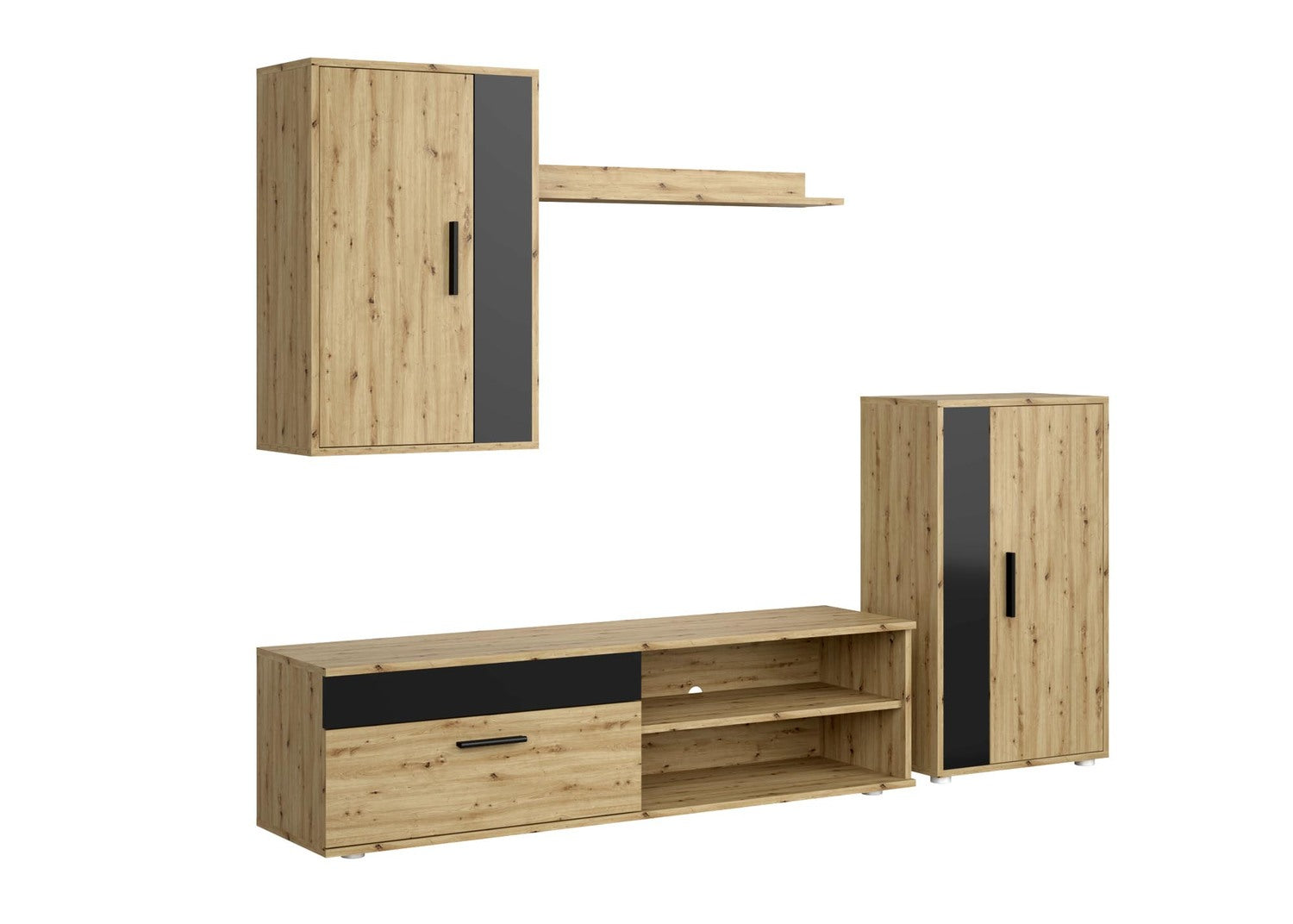 Mēbeļu komplekts Bensi 190 cm Artizan ozols/melns - N1 Home