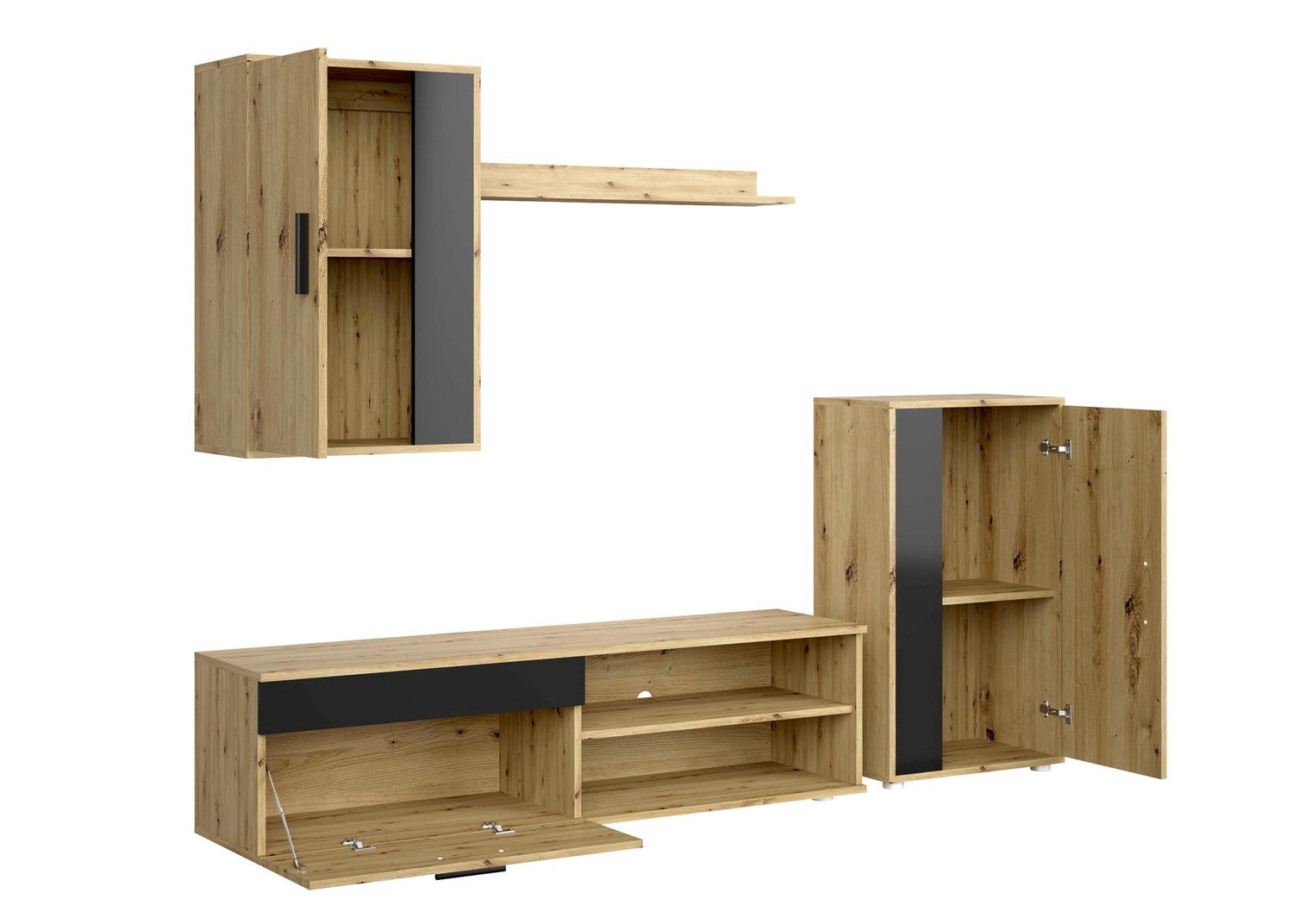 Mēbeļu komplekts Bensi 190 cm Artizan ozols/melns - N1 Home