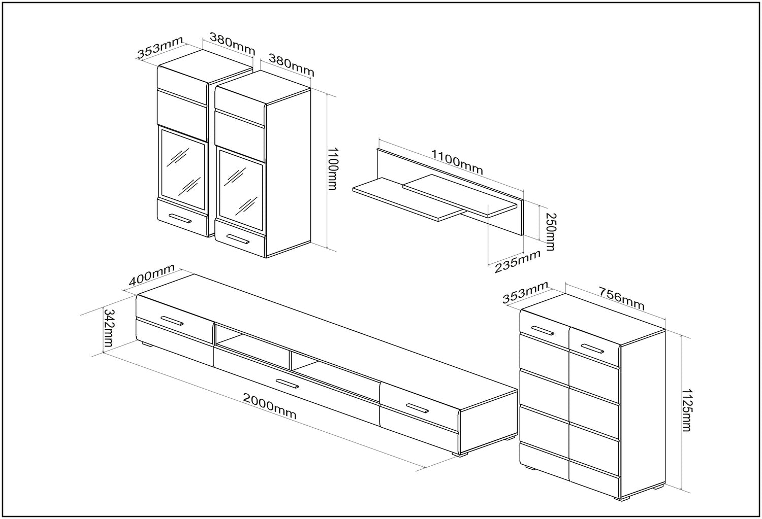 Mēbeļu komplekts Valena 280 cm kašmirs - N1 Home