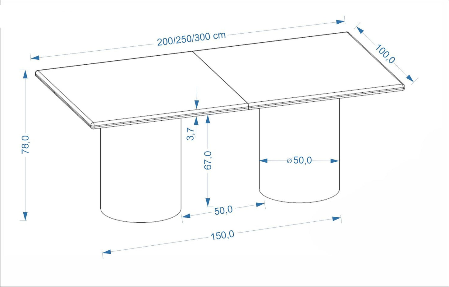 Galds Ever 200-300/100/78 cm ozols