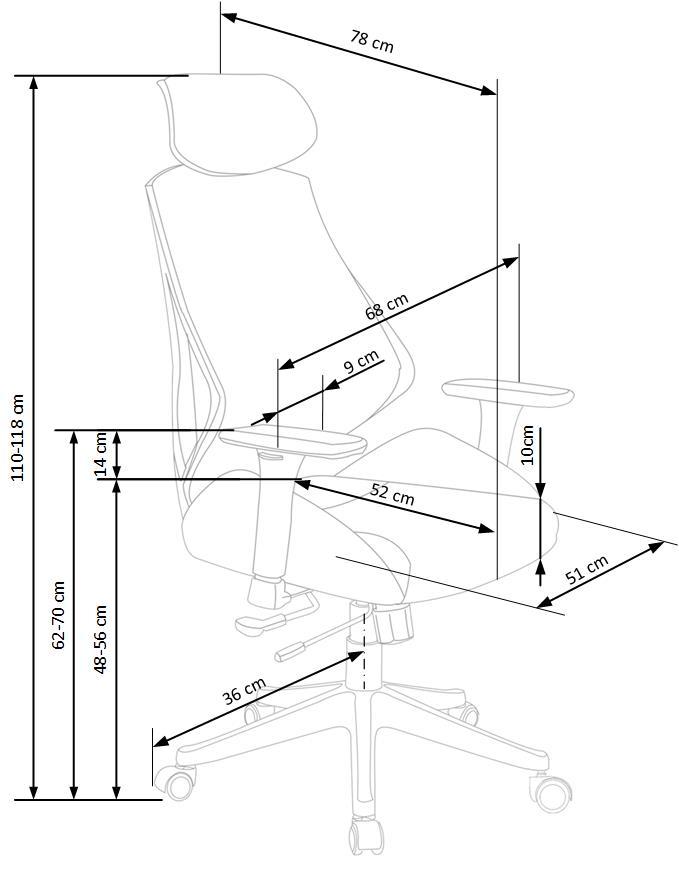 Krēsls Has 68/78/110-118/48-56 cm melns/pelēks