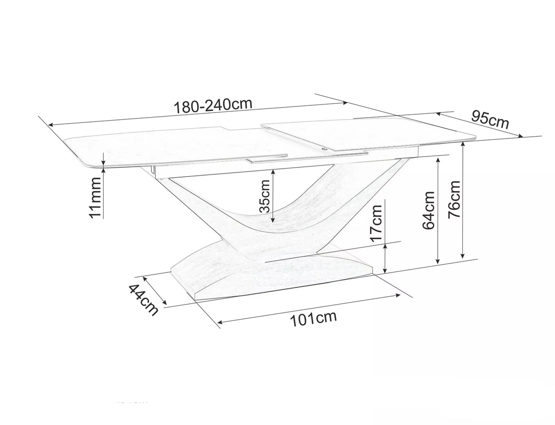 GAlds Fyks 76/95/180-240 cm gaiši pelēks matēts / ozols - N1 Home