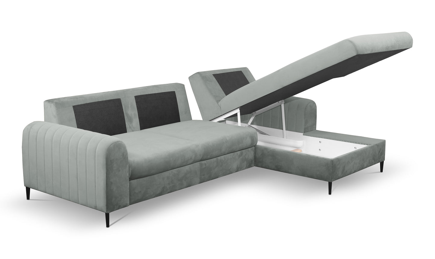 Dīvāns Monaske 252/106,5/90-168 cm pelēks - N1 Home