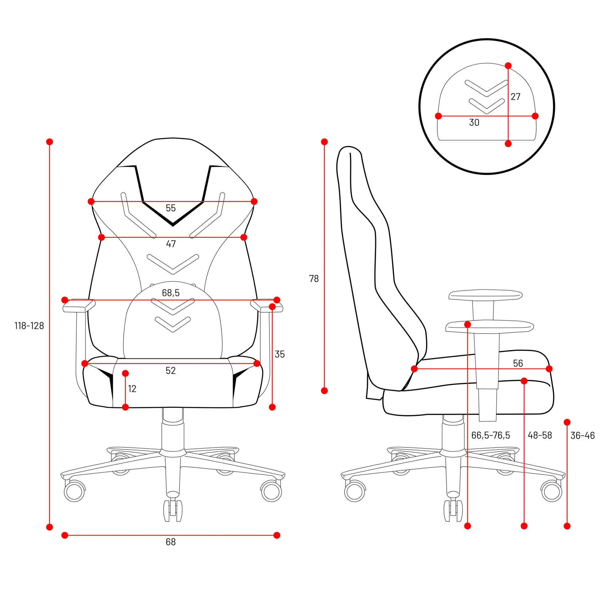 Krēsls X - Ga 118-128/68/52 cm rozā/balts - N1 Home