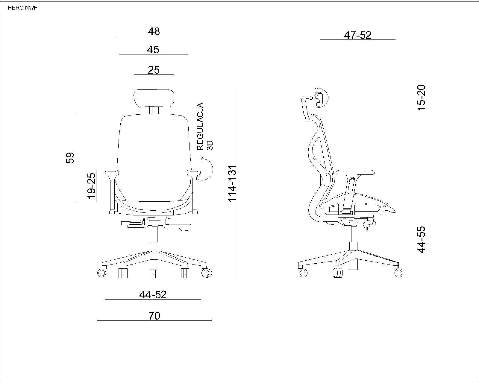 Krēsls Sfor mesh 114/69/73 cm melns - N1 Home