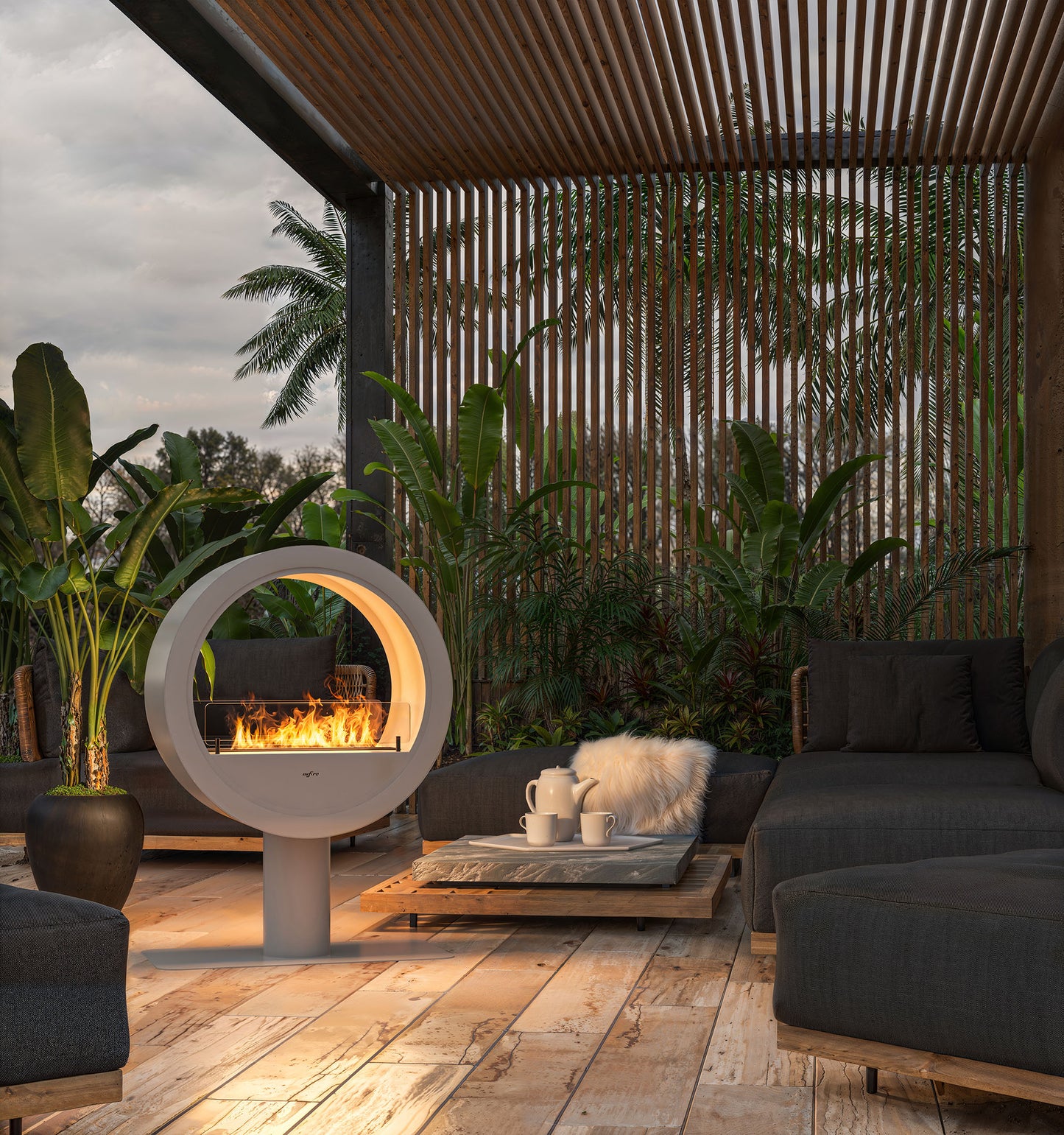 Biokamīns Incyrc stand 2side 218/70/35 cm balts - N1 Home