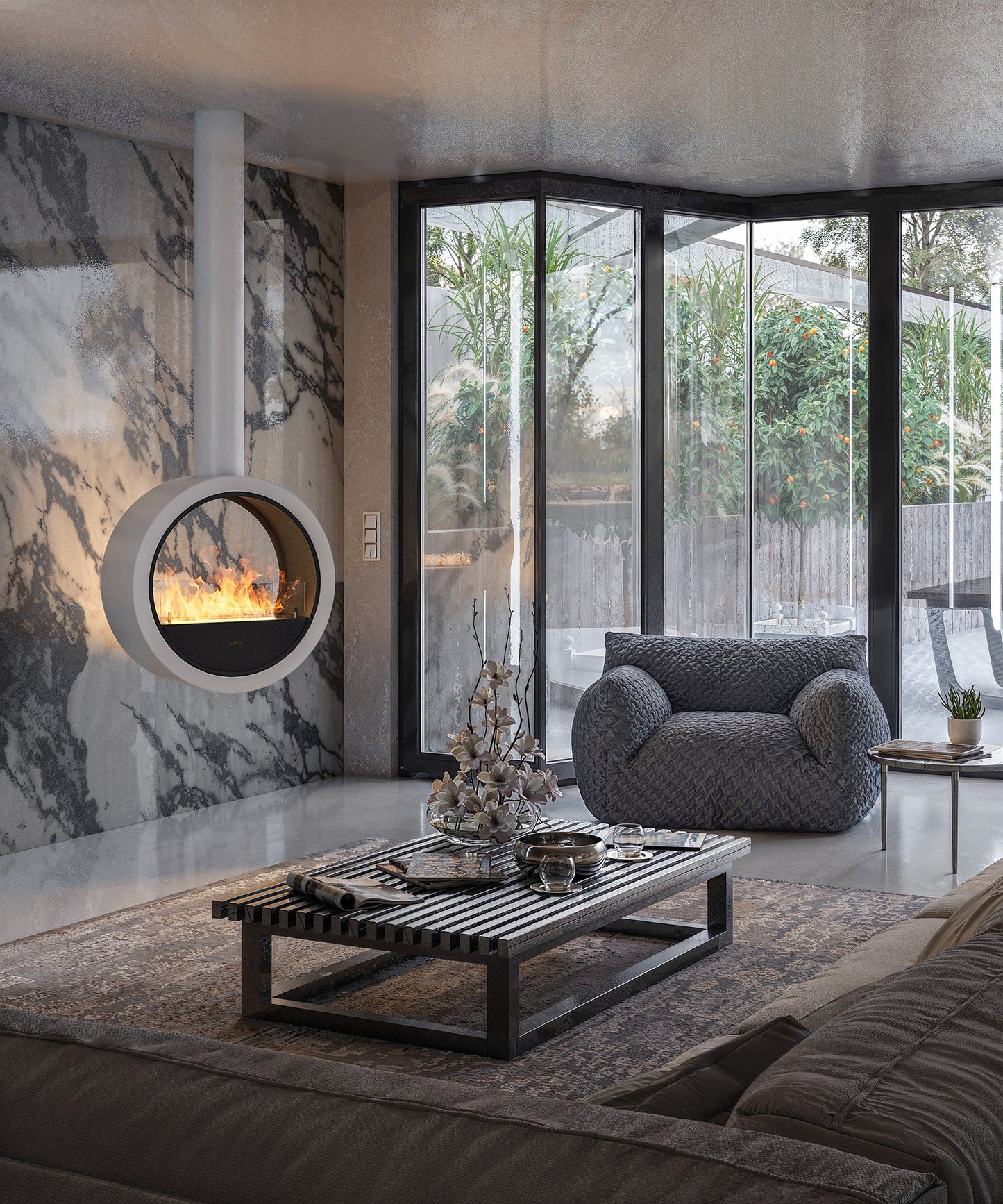 Biokamīns Incyrk 70/35/150 cm balts - N1 Home