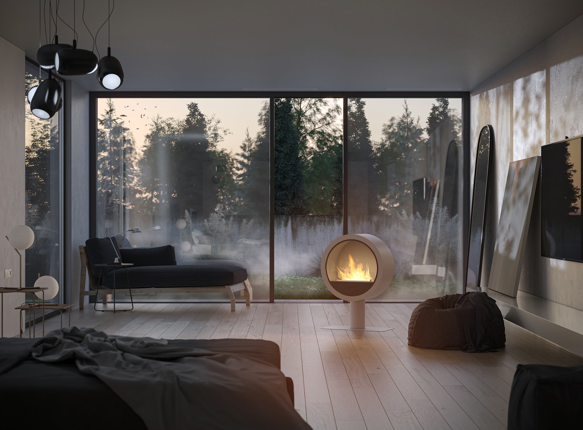 Biokamīns Incyrk 72/35/100 cm melns - N1 Home