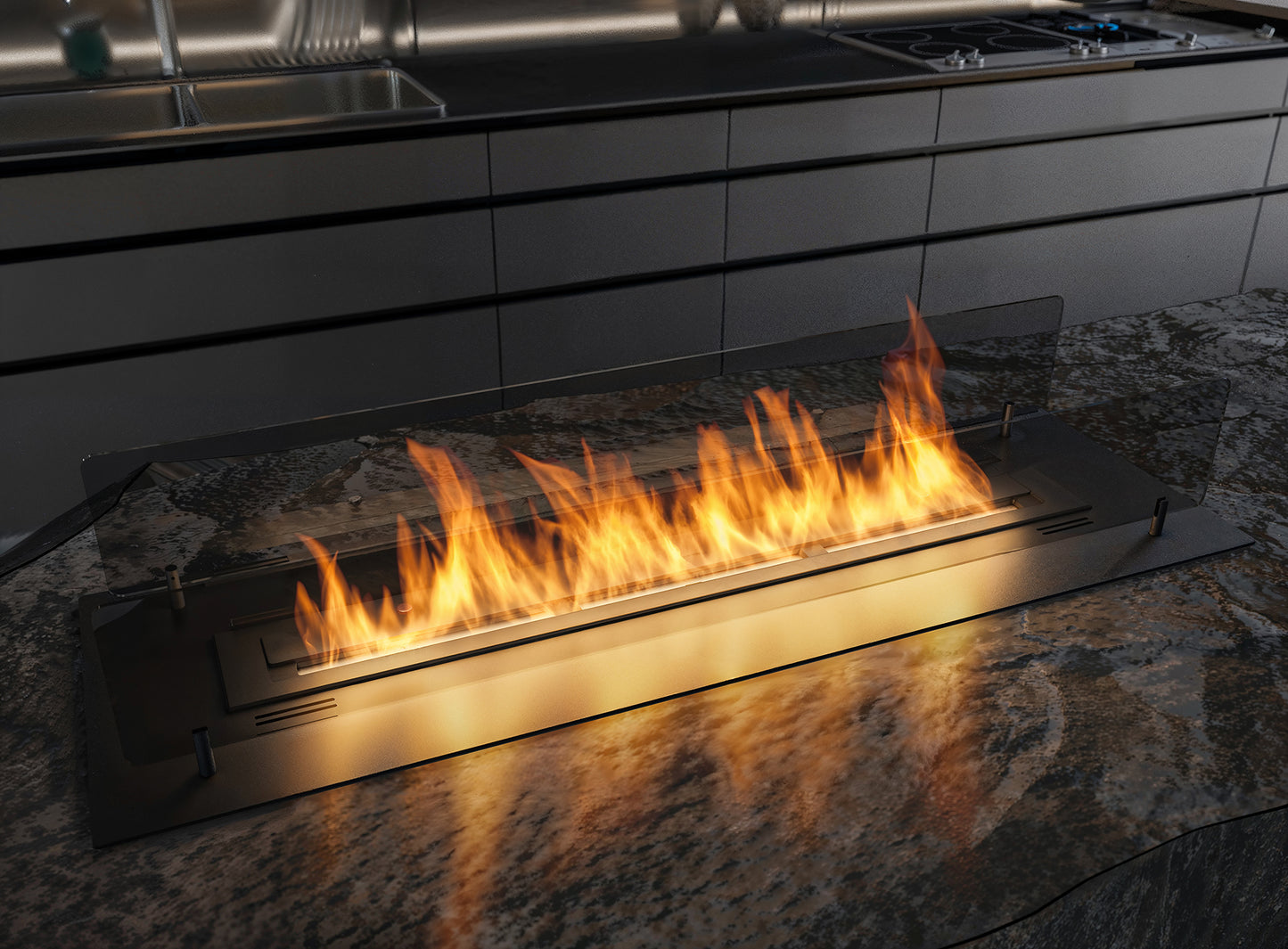 Biokamīns Inser 60/32/550; 100/32/50; 120/32/50 cm melns - N1 Home