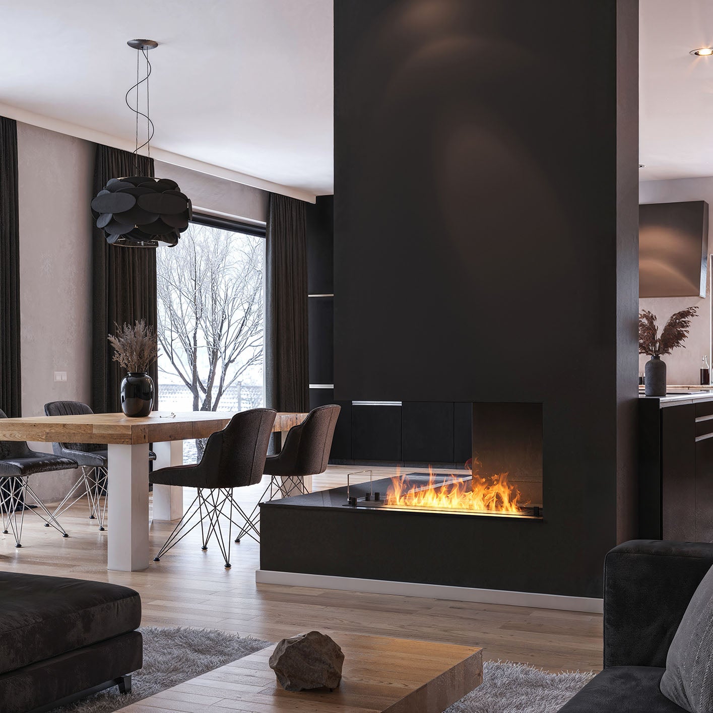 Biokamīns Utli Slim 80/30/60; 100/30/60 cm melns - N1 Home