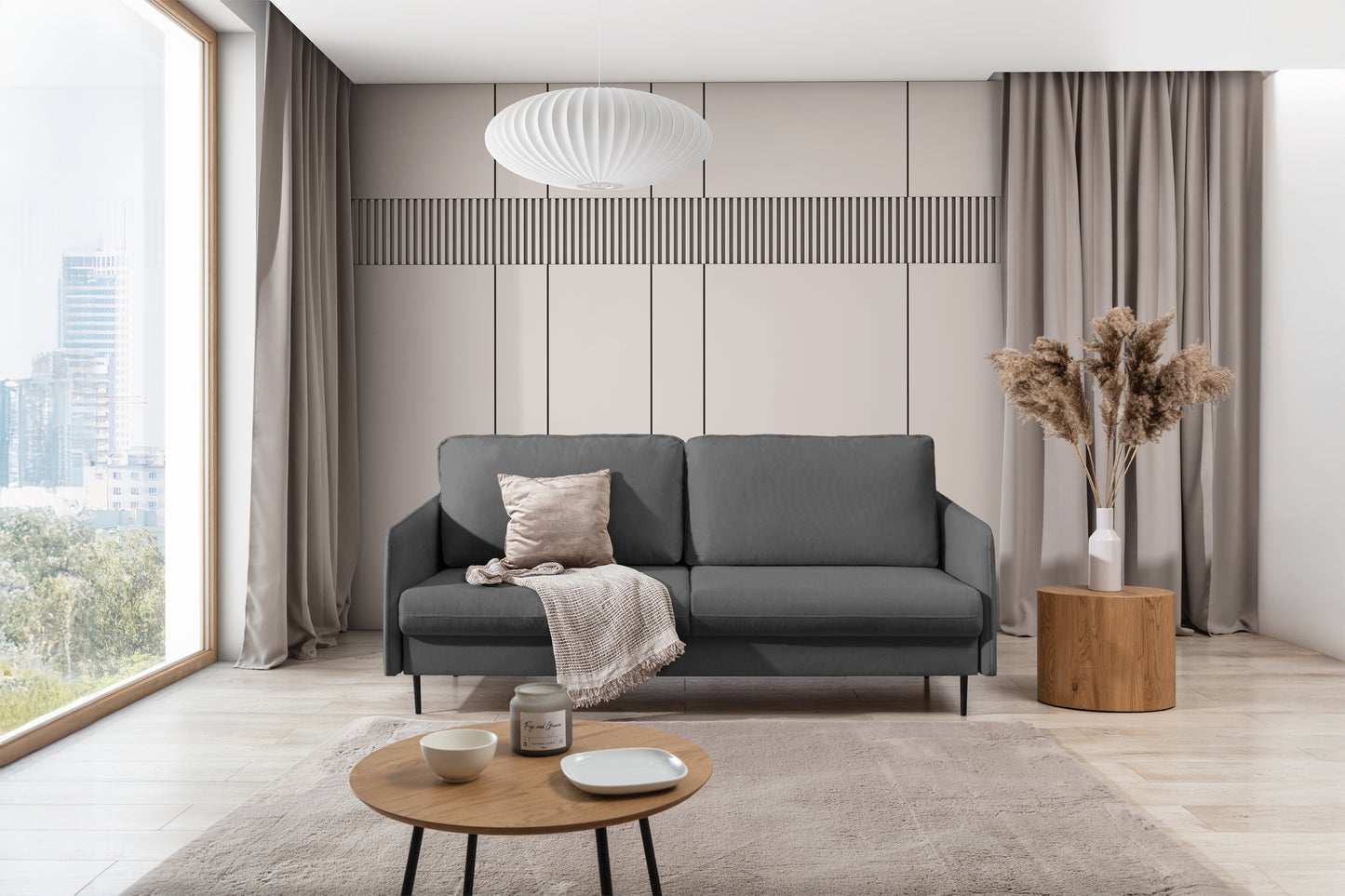 Dīvāns Tai 207/95/98 cm Velluto 18 /melnas kājas - N1 Home