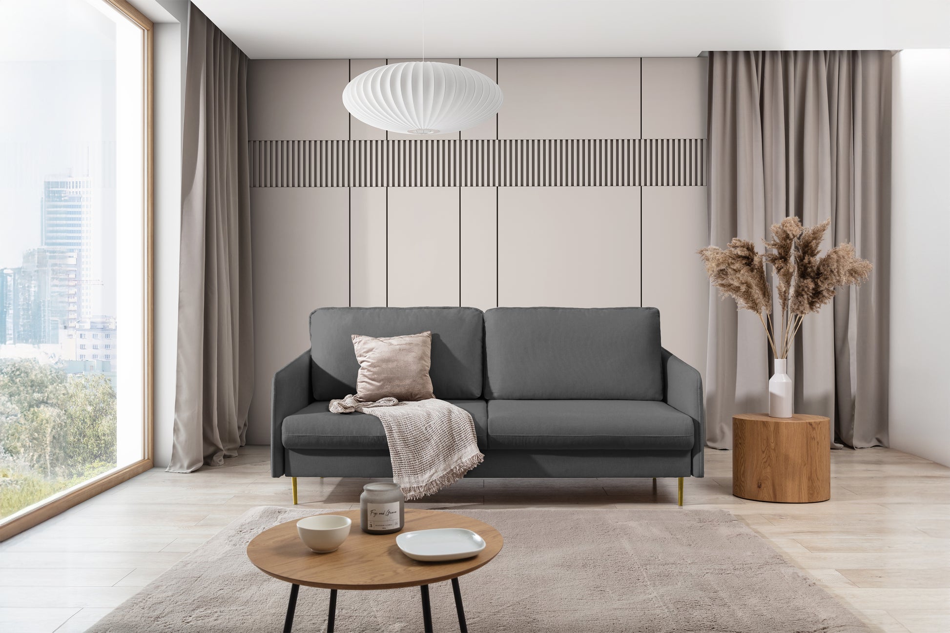 Dīvāns Tai 207/95/98 cm Velluto 18/ zelts kājas - N1 Home